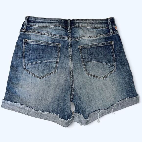 DRIFTWOOD Lulu Embroidered denim jean shorts distressed cuffed cut-offs Size 25 - Picture 2 of 5
